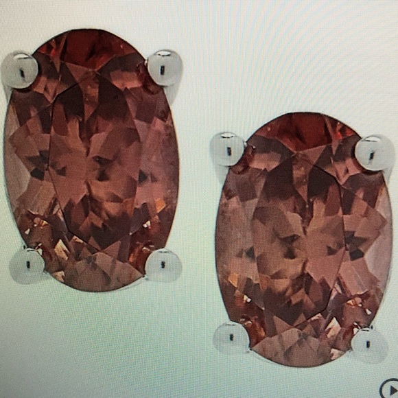 NWOT Sterling Silver Oval Mocha Zircon Earrings - Picture 1 of 9